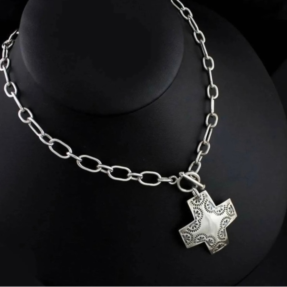 SILPADA Virtuosity 925 Sterling Silver Cross Toggle Link Chain Necklace N0557